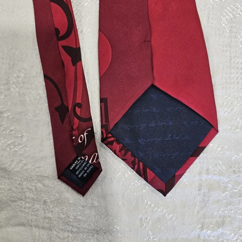 Eagles Wings Mens Christmas Tie 100% Silk Christian Red His Presence 58 Inch